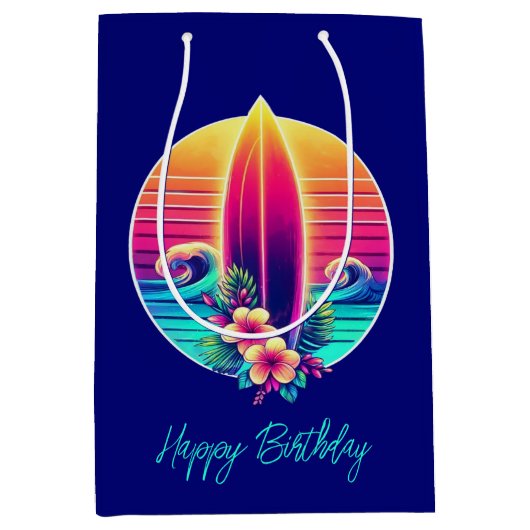 Sunset Surfboard Paradies- Mittlere Geschenktüte (Vorderseite)