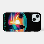 Sunset Surfboard Vibes iPhone 15 Hülle (Rückseite (Horizontal))
