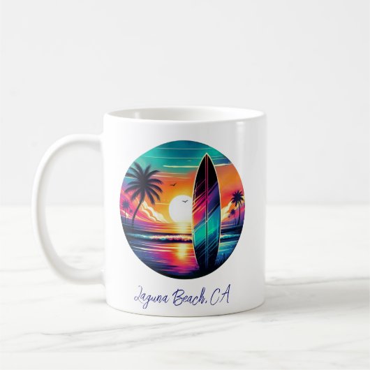 Sunset Surfboard Vibes Kaffeetasse (Links)