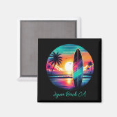 Sunset Surfboard Vibes Magnet (Vorderseite/Rückseite)