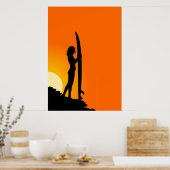 Sunset Surfer Girl mit Surfbrett Poster (Küche)