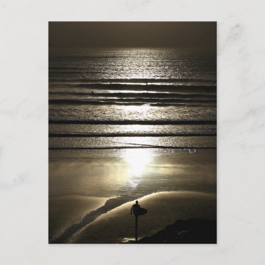 Sunset Surfer in Polzeath Postkarte (Vorderseite)
