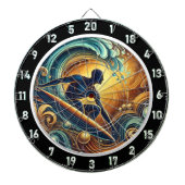 Sunset Surfer on Wave Wall Art Dartscheibe (vorne)