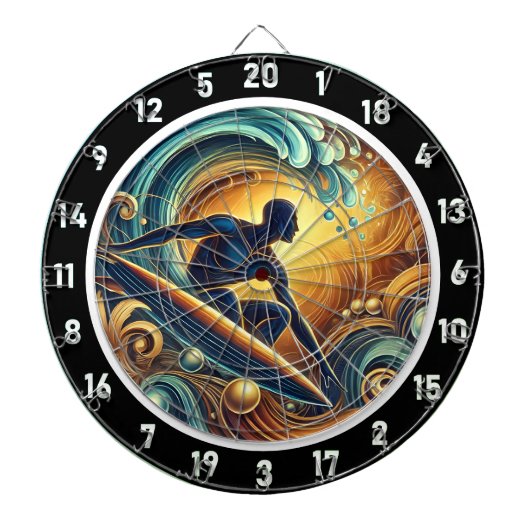 Sunset Surfer on Wave Wall Art Dartscheibe (vorne)