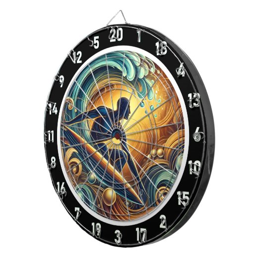 Sunset Surfer on Wave Wall Art Dartscheibe (Vorderseite rechts)