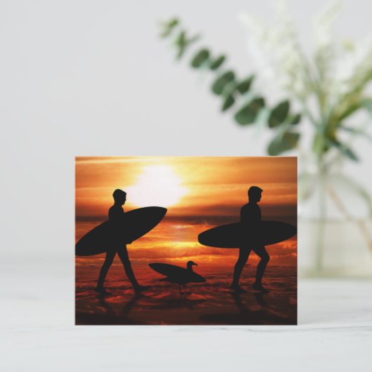Sunset Surfer Postkarte (Stehend Vorderseite)