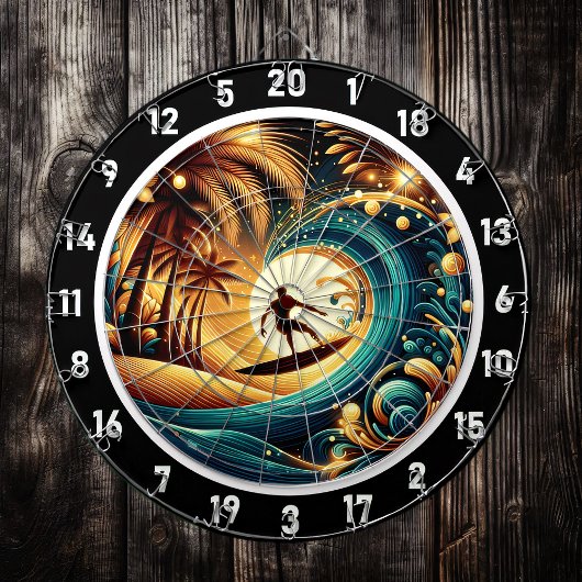 Sunset Surfer Wave Art Piece Dartscheibe