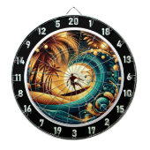 Sunset Surfer Wave Art Piece Dartscheibe (vorne)