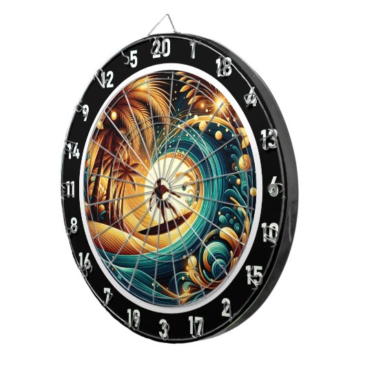 Sunset Surfer Wave Art Piece Dartscheibe (Vorderseite rechts)