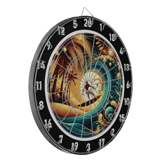 Sunset Surfer Wave Art Piece Dartscheibe (Vorderseite Links)