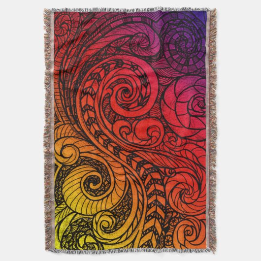 Sunset Swirl Boho Throw Blanket Decke (Vorderseite Vertikal)