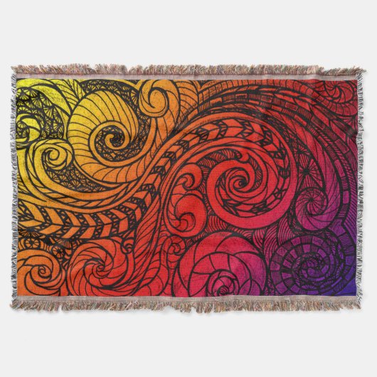 Sunset Swirl Boho Throw Blanket Decke (Vorderseite)