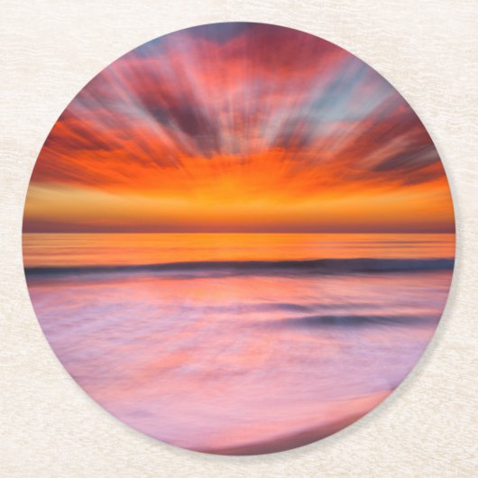 Sunset Tamarack Beach| Carlsbad, CA Runder Pappuntersetzer (Vorderseite)