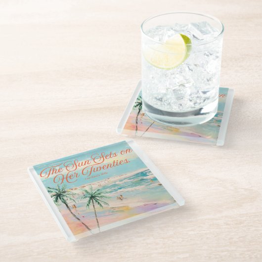 Sunset Themed 30th Birthday  Glasuntersetzer (Schrägansicht)