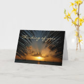 Sunset Through Palm Fronds "Thinking of You" Card Karte (Gelbe Blume)