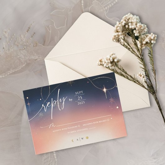 Sunset to Moonrise Wedeltrettkarte Einladung