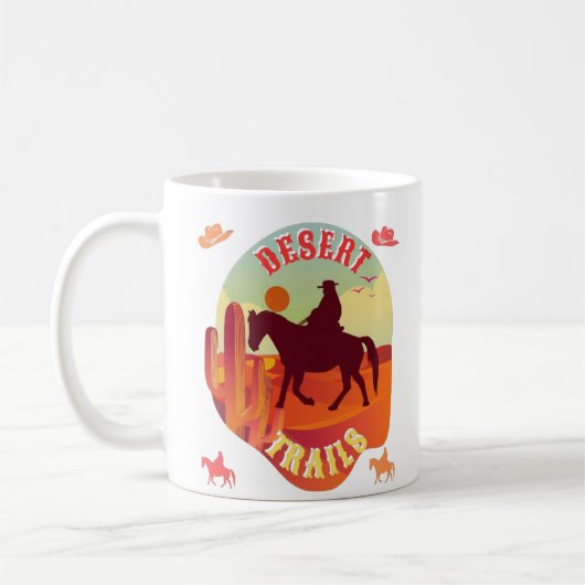 Sunset Trails , Cowboy & Cactus Desert Journey . Kaffeetasse (Links)