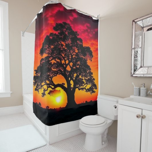 Sunset Tree Silhouette Duschvorhang (Beispiel)