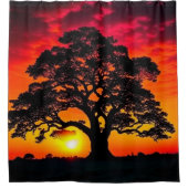 Sunset Tree Silhouette Duschvorhang (Vorderseite)