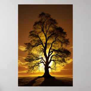 Sunset Tree Silhouetten Poster