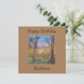 Sunset Trees Birthday Flat Karte (Stehend Vorderseite)