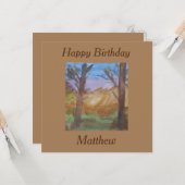 Sunset Trees Birthday Flat Karte (Vorderseite/Rückseite Beispiel)