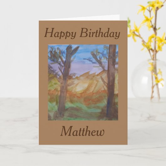 Sunset Trees Birthday Karte (Gelbe Blume)