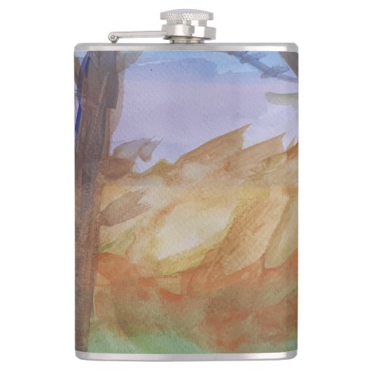 Sunset Trees Flachmann (Vorderseite)