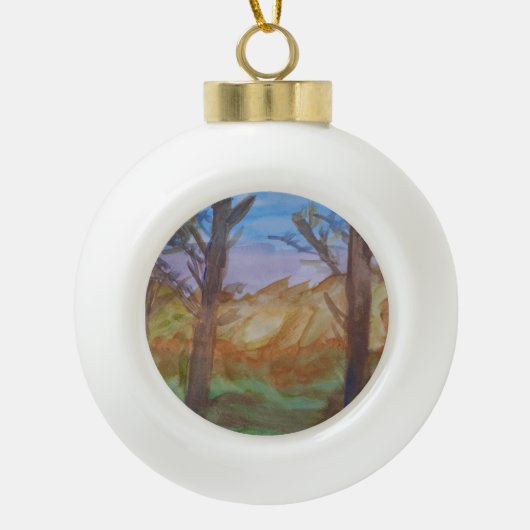 Sunset Trees Keramik Kugel-Ornament (Vorderseite)