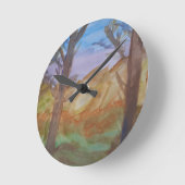 Sunset Trees Runde Wanduhr (Winkel)