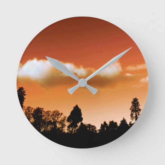 Sunset trees runde wanduhr (Vorderseite)