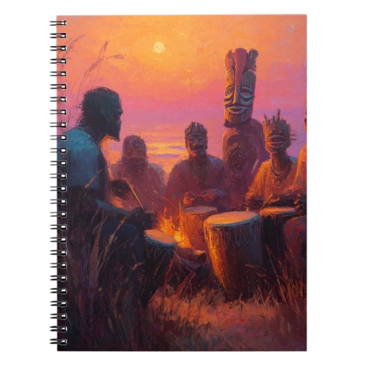 Sunset Tribal Drum Circle Painting Notizblock (Vorderseite)
