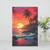 Sunset Tropical Beach Paradise Island Briefpapier (Stehend Vorderseite)