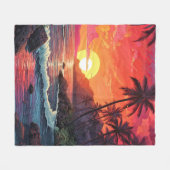 Sunset Tropical Beach Paradise Island  Fleecedecke (Vorderseite (Horizontal))