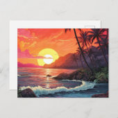 Sunset Tropical Beach Paradise Island Postkarte (Vorne/Hinten)
