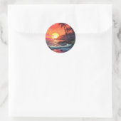 Sunset Tropical Beach Paradise Island  Runder Aufkleber (Tasche)