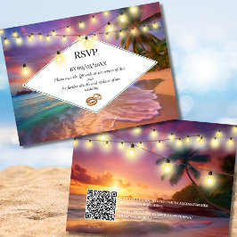 Sunset Tropical Beach QR Code UAWG Wedding Mitteilungskarte