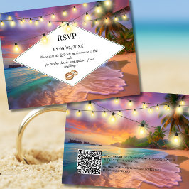 Sunset Tropical Beach QR Code UAWG Wedding Mitteilungskarte