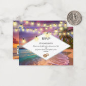 Sunset Tropical Beach QR Code UAWG Wedding Mitteilungskarte (Vorderseite/Rückseite Beispiel)