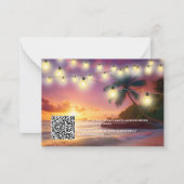 Sunset Tropical Beach QR Code UAWG Wedding Mitteilungskarte (Rückseite)