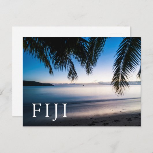 Sunset Tropical Seascape, Fidschi Postkarte (Vorne/Hinten)