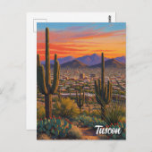 Sunset Tuscon Skyline Arizona Postkarte (Vorne/Hinten)