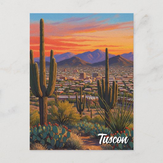 Sunset Tuscon Skyline Arizona Postkarte (Vorderseite)
