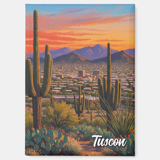 Sunset Tuscon Skyline Arizona Travel Magnet (Vorderseite)