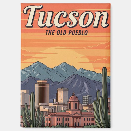Sunset Tuscon Skyline Arizona Travel Magnet (Vorderseite)
