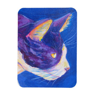 Sunset Tuxedo Cat Lover Custom Art Magnet