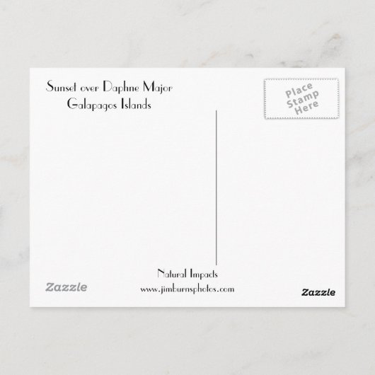 Sunset über Daphne Major Postkarte (Rückseite)