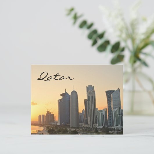 Sunset über Doha, Katar Text Postkarte (Stehend Vorderseite)