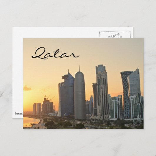 Sunset über Doha, Katar Text Postkarte (Vorne/Hinten)