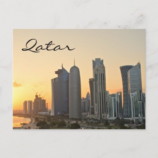 Sunset über Doha, Katar Text Postkarte (Vorderseite)